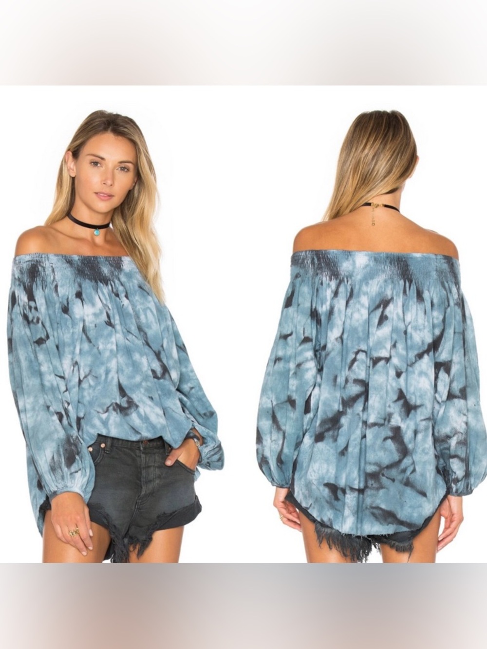 One X One Teaspoon Moon Ridge Sugar Off-the-shoulder Loose Fit Top Size Small